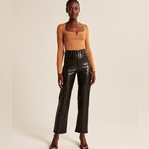 Abercrombie & Fitch Faux Leather Ankle Straight Ultra Rise Pants 29 8L nwot